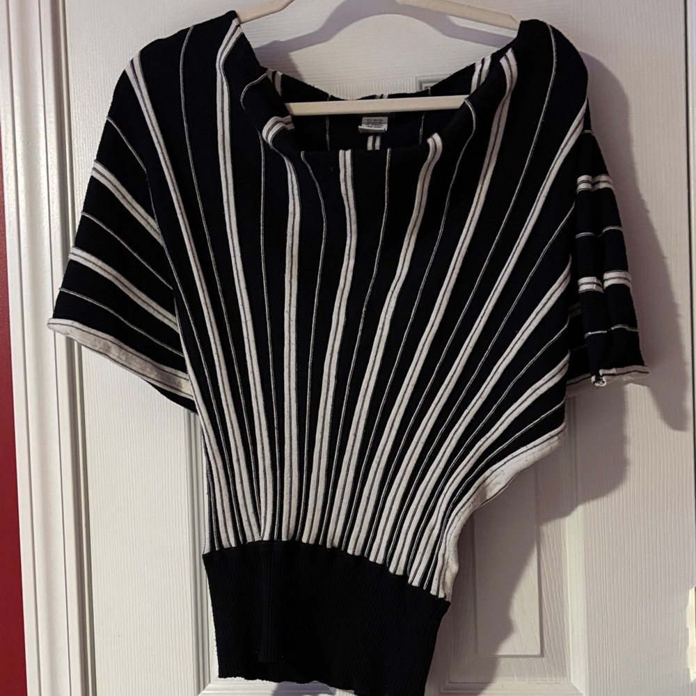Dots Women's Black and White Striped Poncho